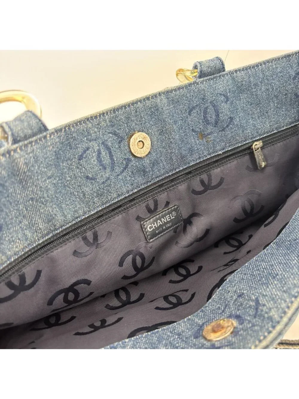 Chanel CC Logo Tote Bag Denim